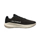 Black trainers with beige soles on a light gray background