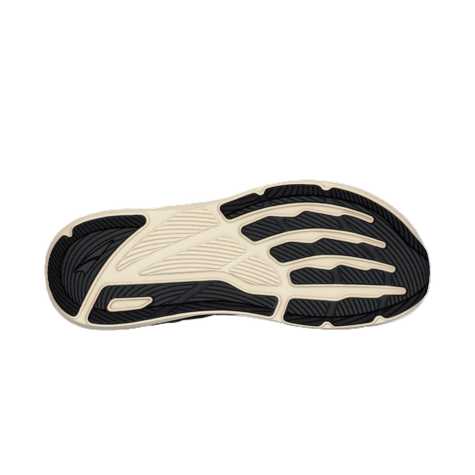 Black and beige sole of a shoe on a white background