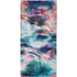 Multicolored patterned towel with a brand logo on a white background