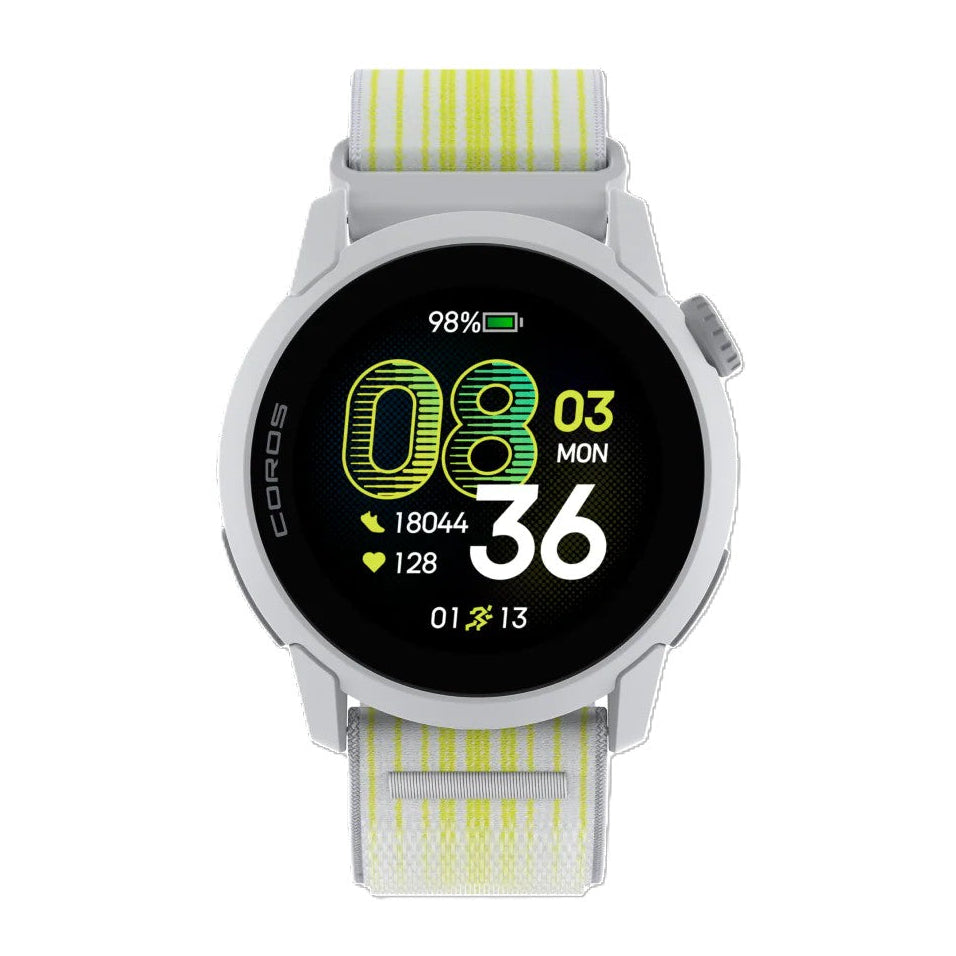 Smartwatch with a white strap on a white background