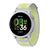Smartwatch with a yellow and white strap on a white background