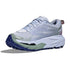 Light blue running shoe with a white sole on a white background