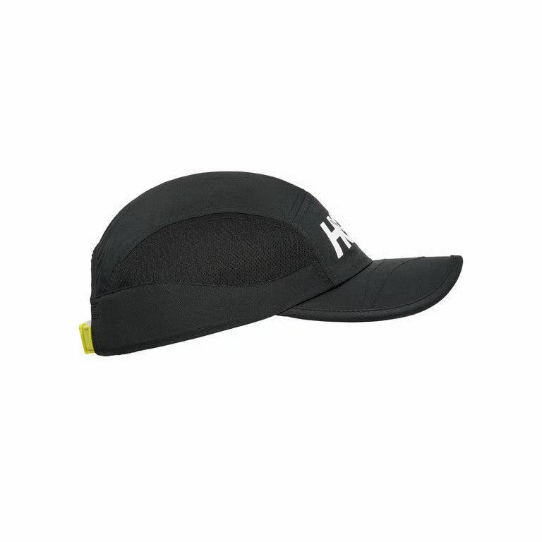 Black cap with a logo on a white background