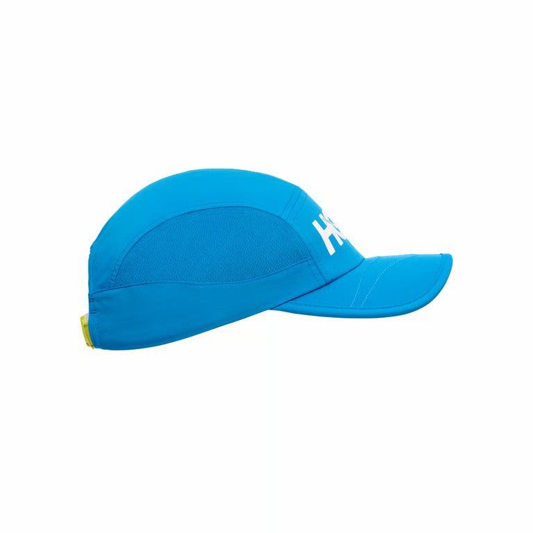 Blue cap with a brand logo on a white background