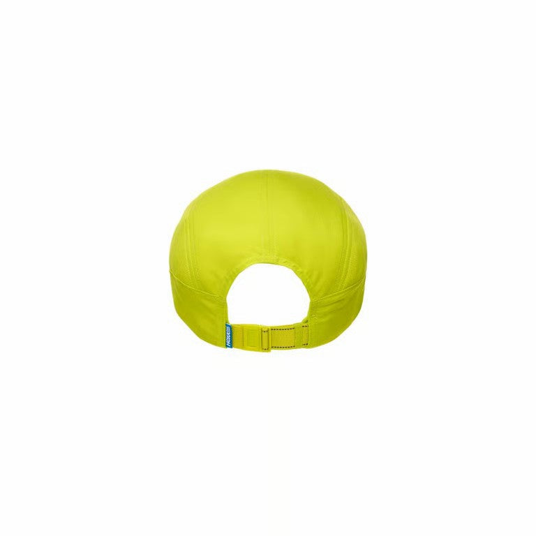 Yellow cap with a blue strap on a white background
