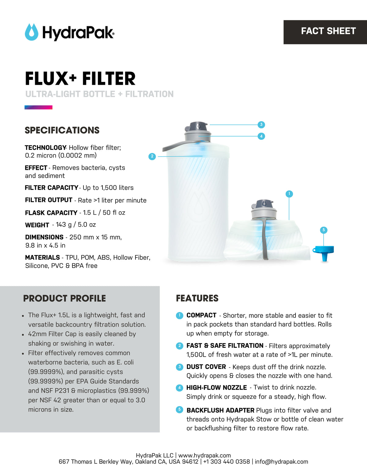 Hydrapak Flux™ + filter - 1.5l