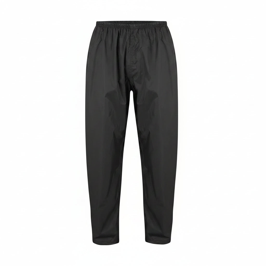 Black wtaerproof pants on a white background