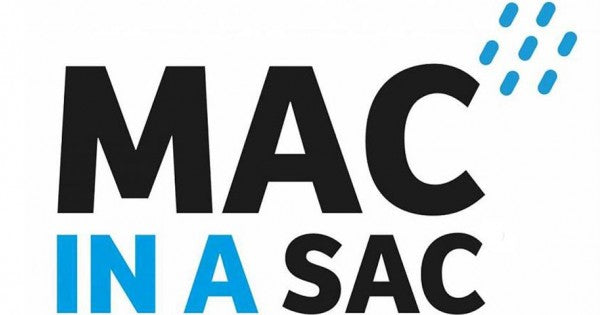 Logo with 'MAC IN A SAC' text on a white background