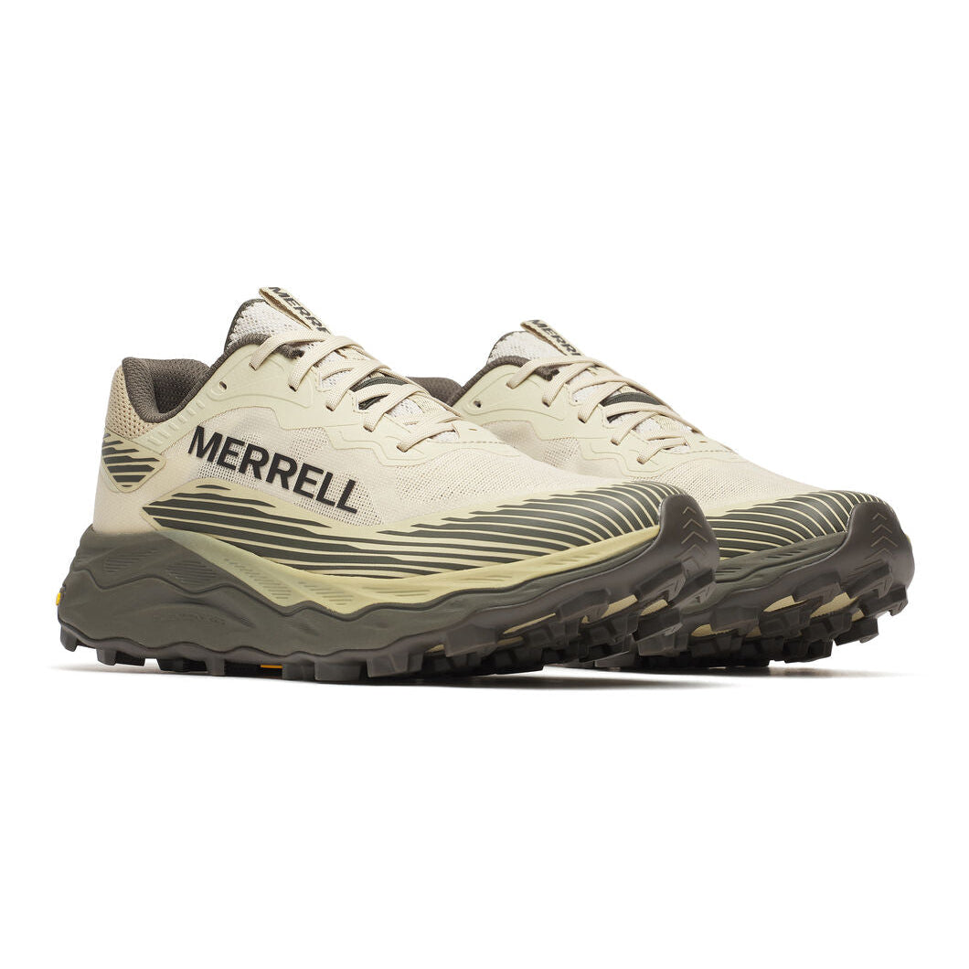 Pair of Merrell running shoes on a white background