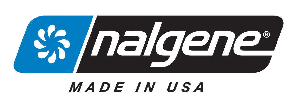 Nalgene logo with blue and black design on a white background