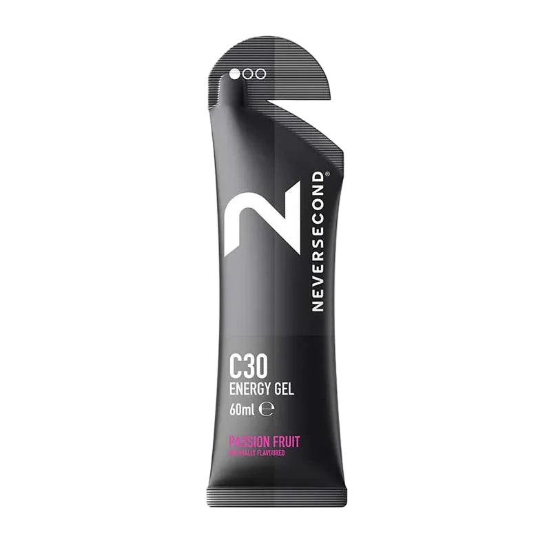 Neversecond C30 Energy Gel packaging on a white background