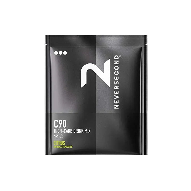Neversecond C90 High-Carb Drink Mix package on a white background
