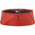 A red athletic pulse belt with a diagonal zippered pocket and a drawstring, shown against a plain white background.
