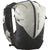 Salomon running backpack in light gray and black mesh, featuring a vertical Salomon logo on the main pocket, shown on a white background.