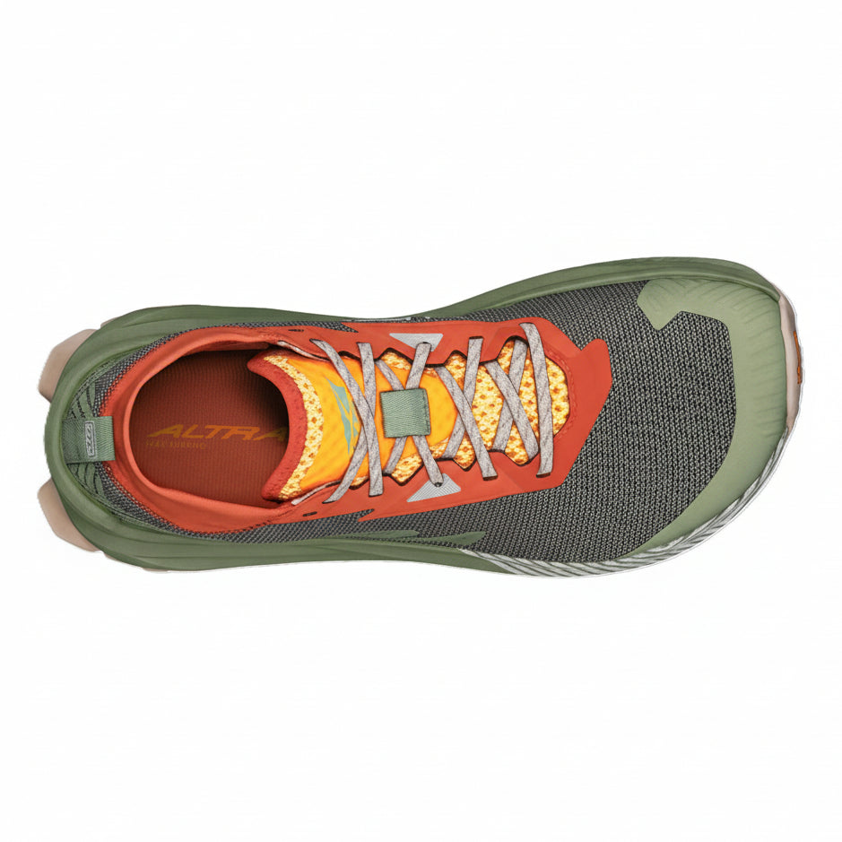 Multicolored running shoe with visible brand logo on a white background