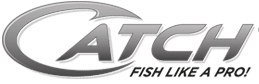 Logo of 'Catch' with tagline 'Fish Like a Pro!' in metallic gray color.