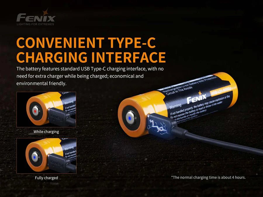 Fenix USBC - Rechargeable Battery 21700 5000mAh - Torches - Trek, Trail & Fish NZ