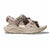 Tan sandal with 'Hoka' branding on a white background
