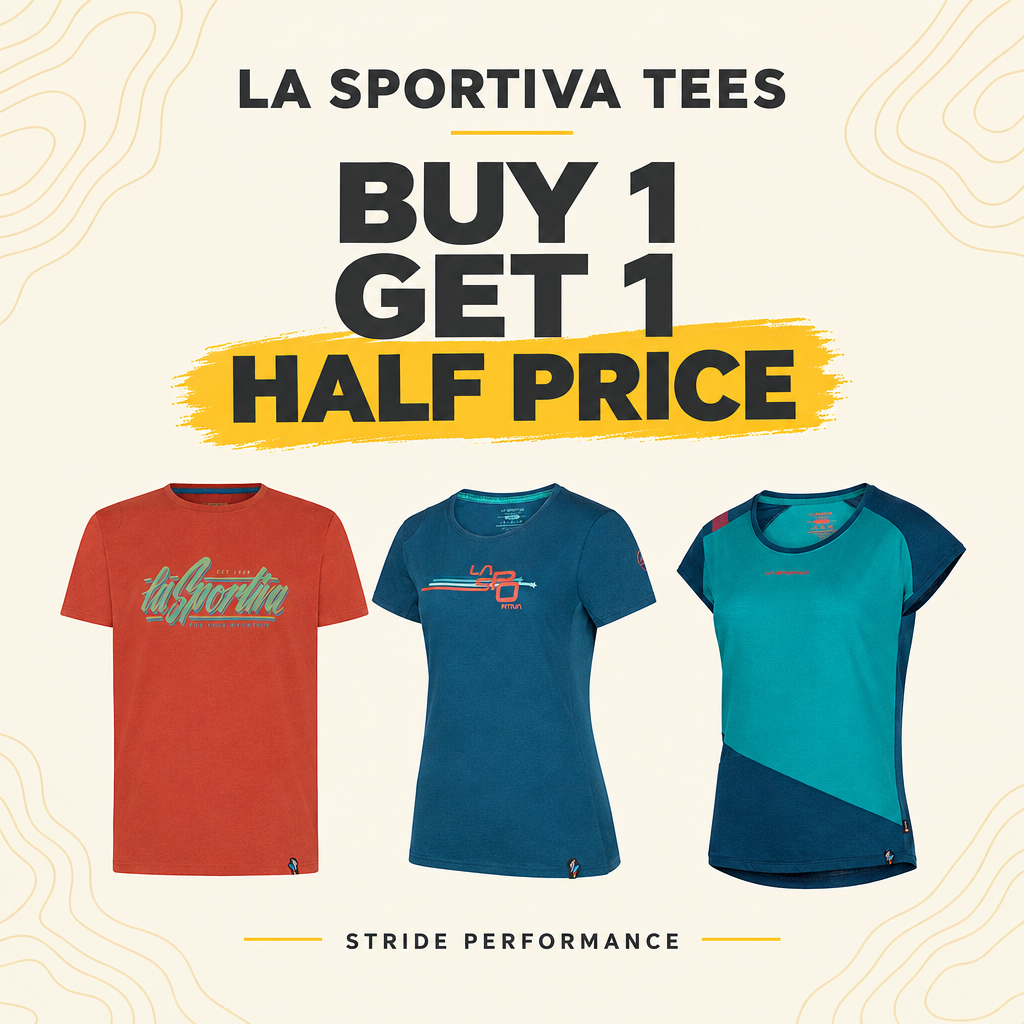 La Sportiva tees square ad and menu promo