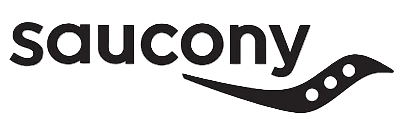 Saucony logo in black on a white background