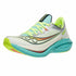 Multicolored running shoe with a white background